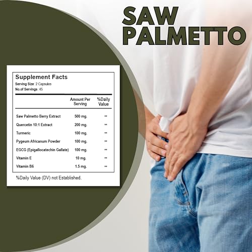 Vedapulse Saw Palmetto Extract with Quercetin, Turmeric, Pygeum, EGCG, Vitamin E | Supports Prostate Health | 90 Veg Capsules | Dietary Supplement — Saw Palmetto Supplements - image 4