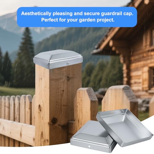 Pfostenkappen Pfostenkappe 10x10cm Stahl Verzinkt Flache Form Zaunpfosten Kappen Pfostenabdeckung für Garten Holzpfosten Holz-Balken & Pfosten Abdeckkappen (100x100mm)