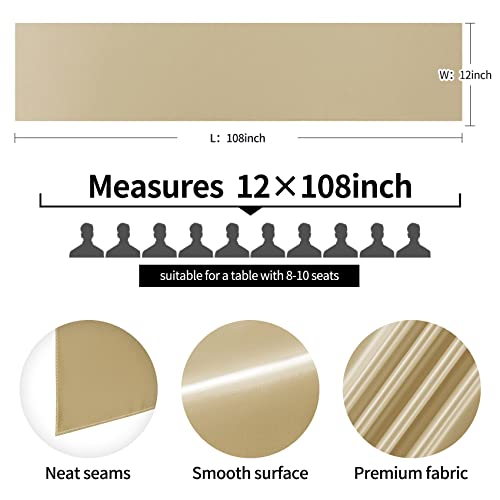 Beddeb 12-Pack Champagne Satin Table Runner 12 X 108 Inch Long Table Runner For Wedding, Champagne Birthday Party Decorations, Premium Table Runners For Banquets, Graduations, Engagements #TOP5