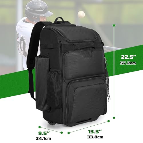 DSLEAF Rolling Baseball Backpacks, Wheeled Softball Equipment Bag for 4 Bat by DSLEAF - Used condition - Image 6