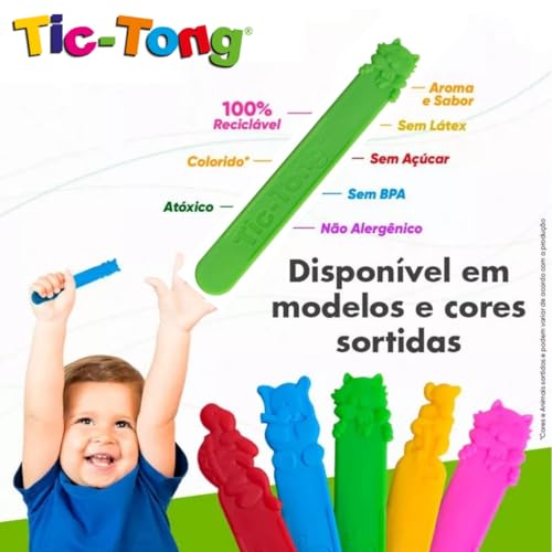 Abaixador de Língua com Aroma e Sabor Kit 120 Unid Tic Tong Animal Jr