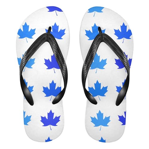 Sinestour Maple Leaf Blue Flip Flops for Beach Thong Sandals Anti-slip Lightweight Beach Slippers for Summer Travel Swim