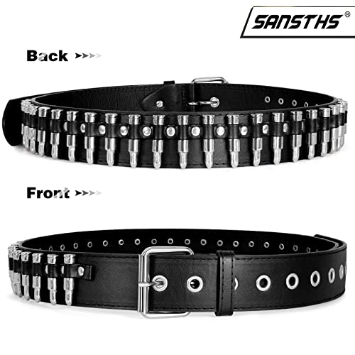 Sansths Bullet Rivet Belts Women Men Black Studded Gothic Belt Punk Style With Metel Buckle For Jeans Hip Hop(Black,L) #TOP3