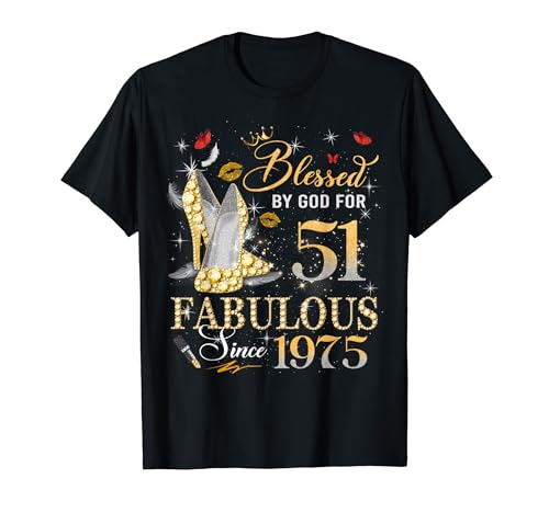 51st Birthday Queen Blessed by God 51 Fabulous Since 1975 T�V���c