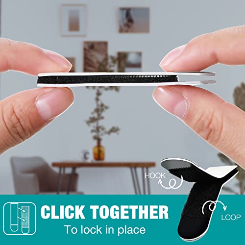 Image of Zonon 40 Pairs (80 Strips) Picture Hanging Strips Picture Hanger Kit Heavy Duty Strips Removable Hook and Loop Tape Frame Picture Hanging Hooks(Black, Medium)