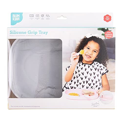 Bumkins Toddler and Baby Suction Plate, Silicone Grip Dish Large Tray for Big Kids, Fits Most Highchairs, Essential Children Feeding Supplies, Non Skid Sticky Bottom, Platinum Silicone, Marble by Bumkins - Image 6