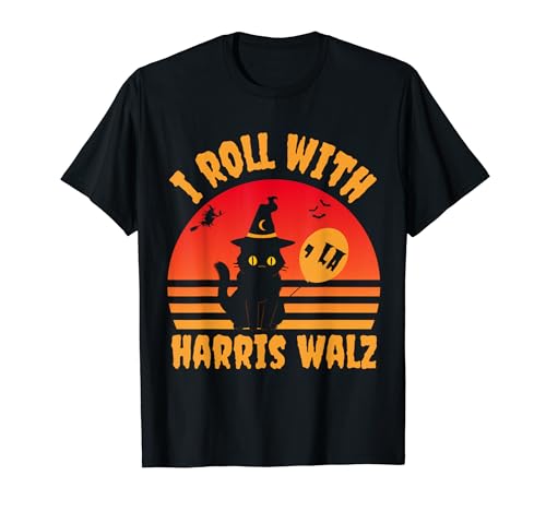 Roll With Harris Waltz Vicepresidente Tim Walz Halloween Cat Camiseta