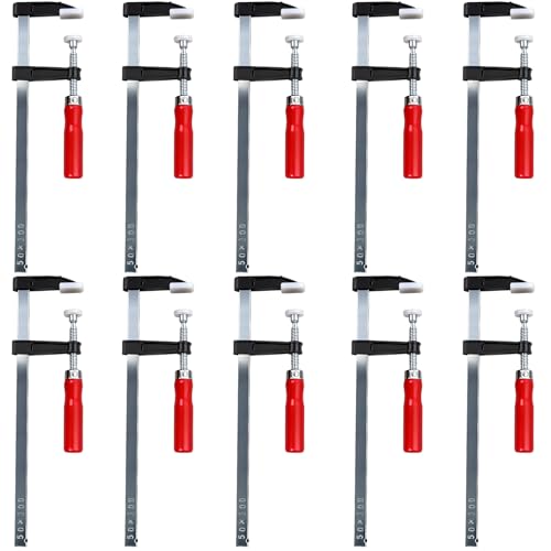 SBGGRL Schraubzwingen-Set, 10 Stück F-Klemme 300 mm/200 mm/150 mm, Tiefe 50 mm, Gusseisen, für Holzbearbeitung DIY Handwerkzeuge, 300 mm