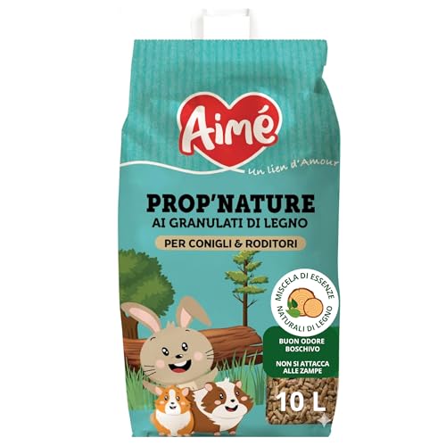 Aimé - Lettiera animali di piccola taglia, lettiera coniglio, lettiera criceto e altri - PROP'Nature 10 L - Lettiera in pellet biodegradabile e super assorbente (l'imballaggio può variare)