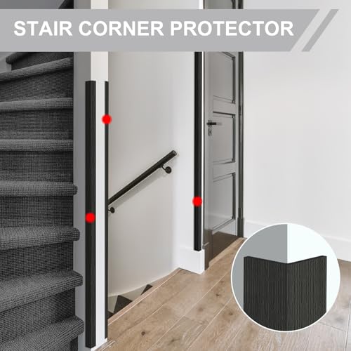Image of Corner Guards for Walls,Black Wall Corner Protector with Adhesive Backing Glue for Prevent Scratch,59 in(L) X 1-5 /8 in(W) Wall Corner Guard for Stair Corner,Edge Protector.4PCS