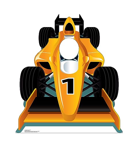 Cardboard People Yellow Race Car Stand-in Life Size Cardboard Cutout