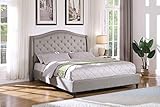 Best Master Furniture Sophie Upholstered Tufted Platform Bed, Queen Grey