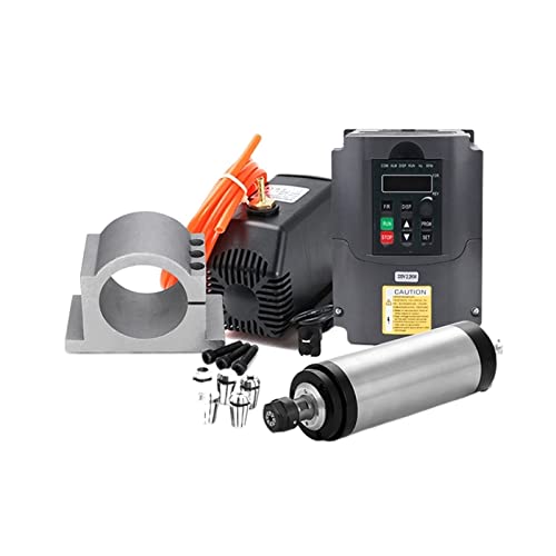 CNC-Spindelmotor-Kit, 1,5 kW/2,2 kW wassergekühlte Spindel + Wechselrichter + 65/80 mm Klemme + Wasserpumpe/5 m Rohr + 13 Stück ER20/ER11 for CNC-Holzfräser für CNC-Fräsmaschine(1.5kw spindle kits)