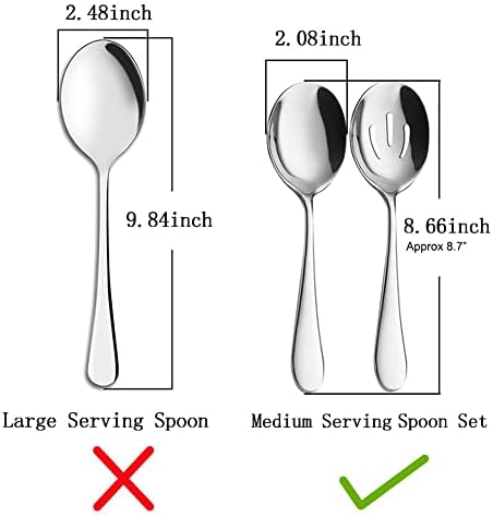 AOOSY Serving Spoons Set,3 x Serving Spoons,3 x Slotted Spoons, 8.7 inches Large Stainless Steel Skimmer Perforated Serving Spoons 6 Pieces Buffet Can Banquet Cooking for Kitchen