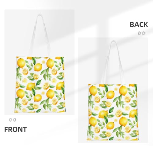 Yellow Lemon Lemon Slice Leaves Tote Bag Reusable Shoulder Tote Bag For Women Lady Vacation, Shopping, Work3