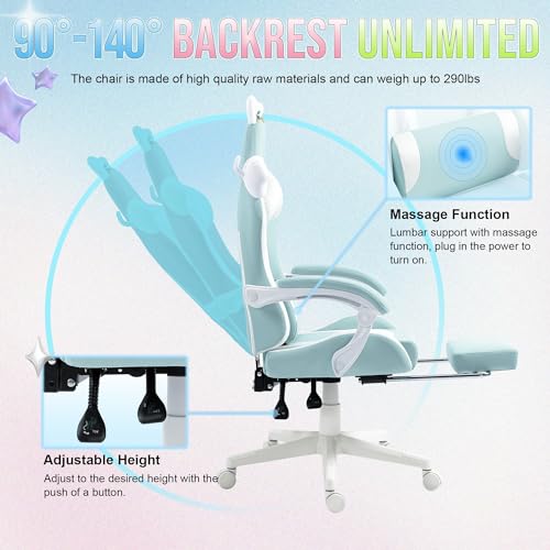 Gaming Computer Chair Ergonomic Office Chair Desk Chair with Lumbar Support Flip Arm Adjustable Height Swivel Leather Executive Office Chair with Wheels for Adult Women Men - Thumbnail 7