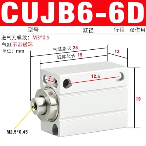 Cilindro pequeño CUJB6-6D estándar de montaje libre neumático 3