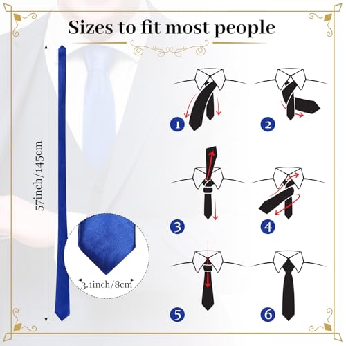 Syhood 12 Pieces Solid Satin Pure Color Ties Set Business Formal Necktie Tie for Men Formal Occasion Wedding (Vibrant Color) - Thumbnail 2