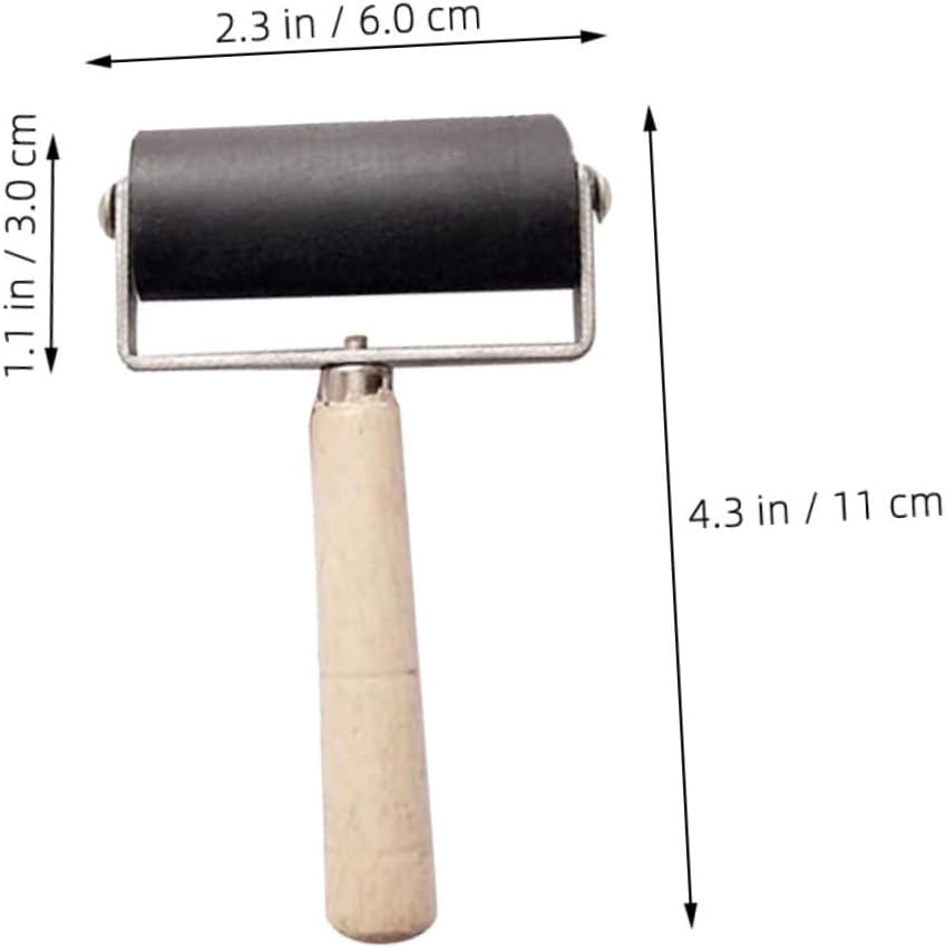 TEHAUX 4pcs Roller Roller Set for Crafting and Printmaking 6cm Rubber Wooden Handle for Stamping and Ink Application