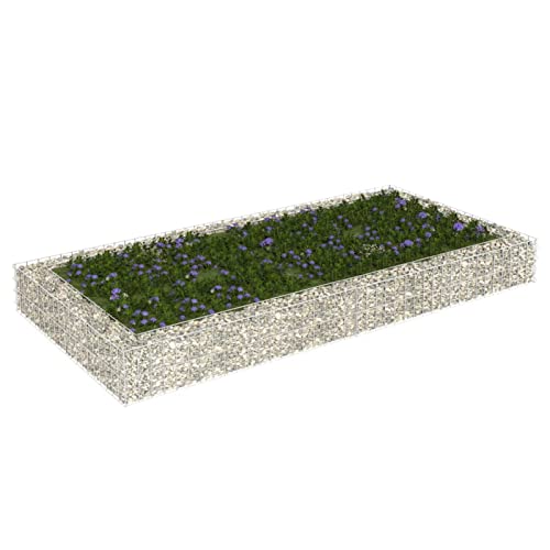 Festnight Gabionen Hochbeet Metall 200x100x20 cm Gabionenkorb Steingabione Pflanzkorb Steinkorb Hochbeete für Garten Balkon Blumenkübel Ziergabione Pflanzkasten Pflanzkübel Blumenkasten