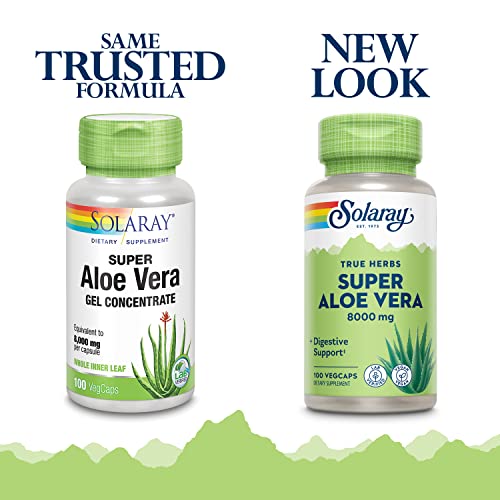Solaray Super Aloe Vera Gel 8000Mg | Naturally Occurring Amino Acids, Vitamins, Minerals, Enzymes & Antioxidants For Healthy Digestion Support | 100 Ct #TOP1