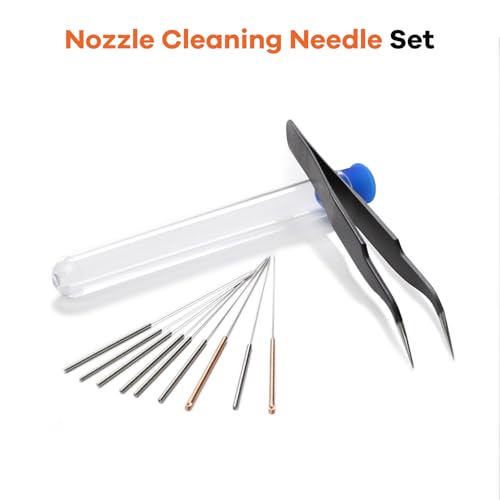 3D Printer Nozzle Cleaning Tool Kit, 13pcs Print Nozzle Maintenance Tool Kit—10pcs 0.4mm Cleaning Needles, 2 Tweezers and 1 Copper Wire Brush for Clogging Removal - Thumbnail 3