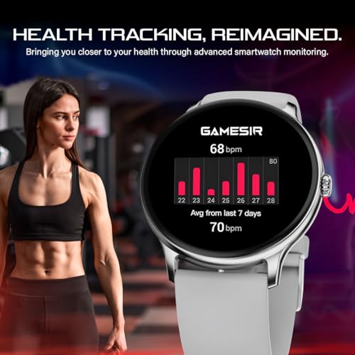 Image of GameSir H20 Silver Dial Smart Watch Combo 1.49 inch AMOLED Display with 4 Straps, Bluetooth Calling, IP67, Crown Control, 100+ Sports Modes, SPO₂ & Health Tracking, for Men & Women (Silver Dial)