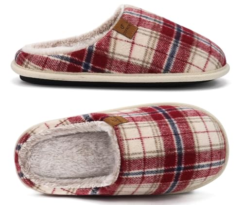 Image of COFACE Mens Cozy Memory Foam Scuff Slippers Warm Slip On House Shoes