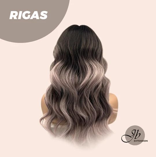 Miniatura 4 de RIGAS Shatush - Peluca ondulada de 20 pulgadas con flequillo, color morado lila para usar y llevar, sin pegamento, para fiesta, Halloween, cosplay,