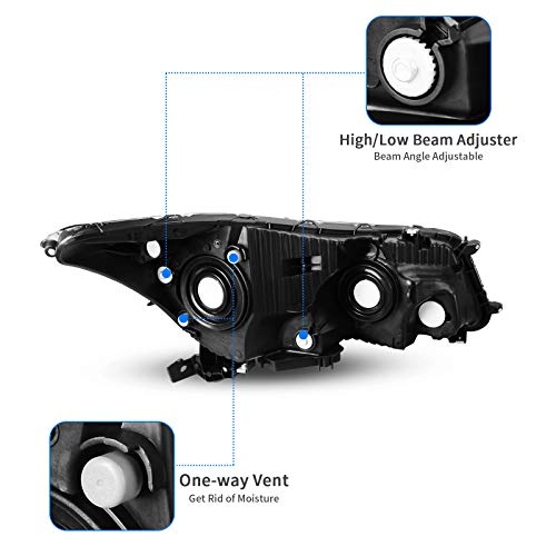 Dwvo Headlight Assembly Compatible With 08-12 2008 2009 2010 2011 2012 Accord 4-Door Sedan Headlamps Black Housing Clear Lens Amber Reflector #TOP2