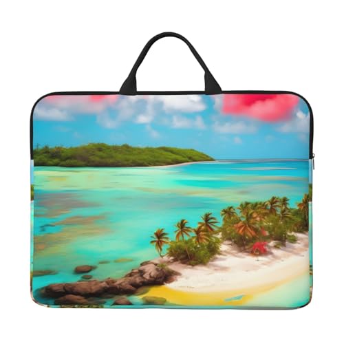 IHVBRHHM Caribbean Scenery - Bolsa para portátil de 14 pulgadas con forro a prueba de golpes y diseño portátil, adecuada para negocios y uso diario, color negro, talla única