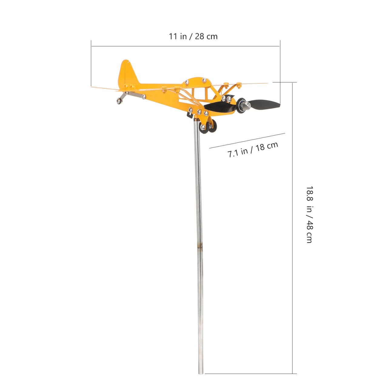 Toyvian 2 Stück Metall Flugzeug Windspinner Garten Dekoration Robuste Windskulptur für Außenbereich für Gartenliebhaber Gelb Wetterbeständig und Langlebig