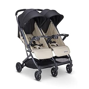Joovy Kooper X2 Double Stroller, Lightweight Travel Stroller, Compact Fold with Tray, Sand