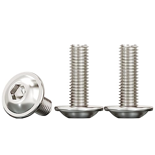 Drenky Flanged Button Head M6 Bolts 20 Pack, M6 X 16mm Socket Flanged Button Screws, 304 Stainless Steel Hexagon Socket Pan Head Screws, Rustproof