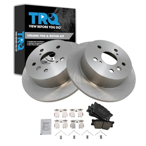 Image of TRQ Rear Brake Pad and Rotor Set Ceramic Compatible with 2013-2018 Lexus ES300h ES350 Toyota Avalon 2012-2017 Camry