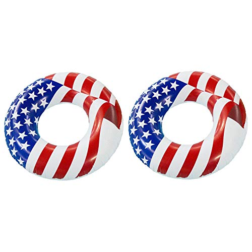 Swimline 36" Inflatable American Flag Swimming Pool and Lake Tube Float (2 Pack)