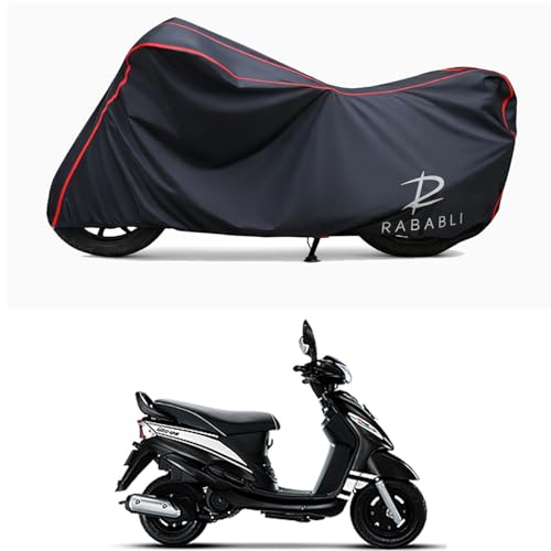 Image of Waterproof Bike Body Cover Compatible for | Mahindra Rodeo | Taffeta Fabric, Red Piping Design, Bottom Elastic Fit | Dustproof, Sun UV & Rain Protection for All Bikes