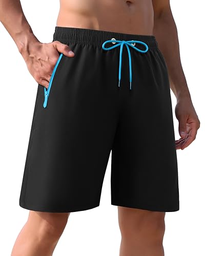 APTRO Herren Badehose Lang Badeshorts mit Mesh-Futter Schnelltrocknend Boardshorts mit Reißverschlusstaschen Sport Shorts