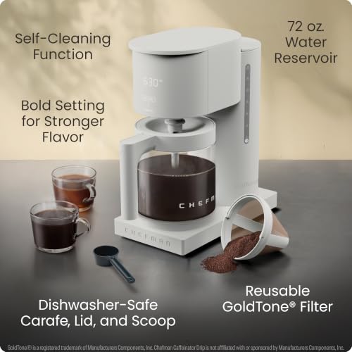 Chefman Caffeinator Programmable Drip Coffee Maker, 14-Cup Glass Carafe with 1-4 Cup Brewing, Classic & Bold Settings, 24-Hour Timer, Customizable Warming Plate, Reusable GoldTone Filter - Concrete - image 7