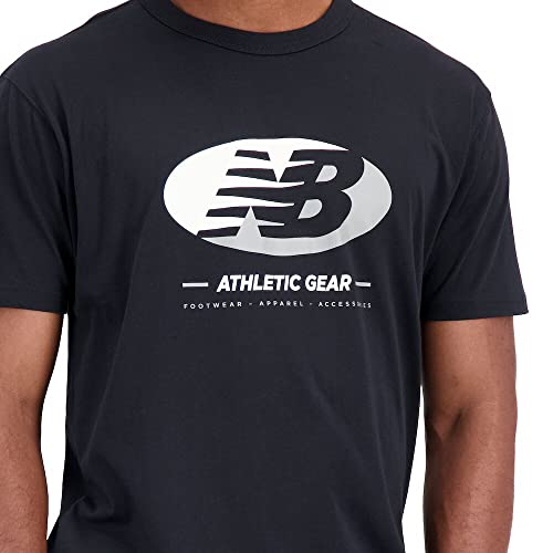 New Balance Men's Essentials Reimagined Cotton Jersey Short Sleeve, Black Graphic, Large #TOP3