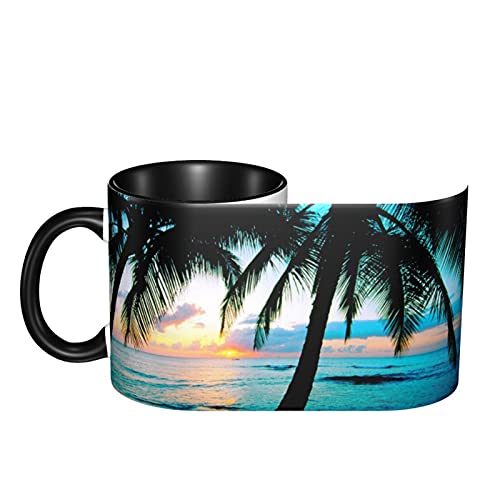 ULQUIEOR California Palm tree beach sun rise Funny Coffee Mugs for Women Men 12 Ounces Tea Cocoa Ceramic Cup Friends Cool Gadgets Personalized Novelty Gifts - Image 4