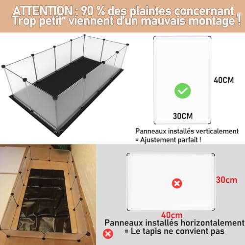 Enclos modulable chaton et gerbille avec tapis étanche de 122x60cm - 3