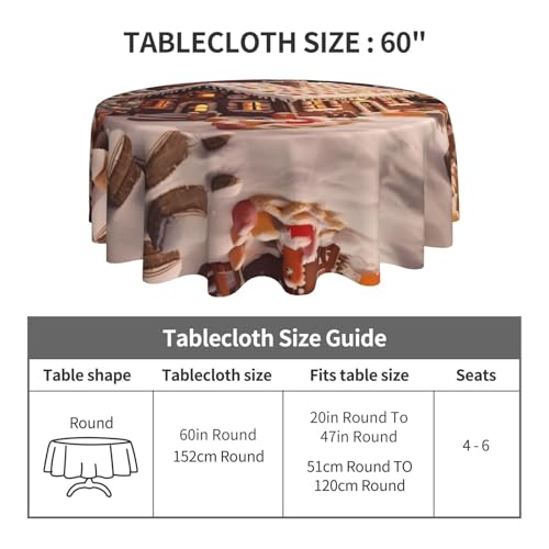 Nappe ronde de Noël imprimée village infroissable en polyester durable - 3