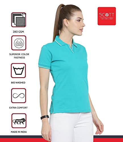 Image of Scott International Women's Regular Fit 100% Pure Organic Cotton Polo T-Shirt | Womens Polo Collar Neck T-Shirt | Cotton Plain Polo Neck Half Sleeve T-Shirt | Tshirts for Women