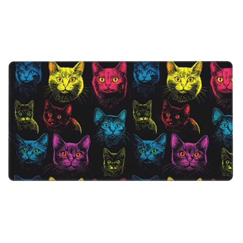 Tapis de souris de jeu grand format avec chat mignon imprimé pour bureau