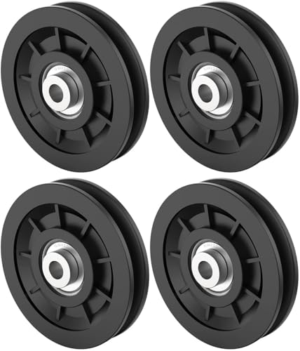 US Sports® 4 inch Universal Nylon Bearing Pulley Wheel Replace for Gym Equipment Part Cable Merchine, Universal Wearproof Abration Bearing, Gym Equipment and Garage Door Pulley System (4 Pulley)
