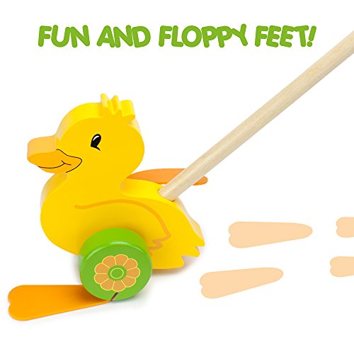 Wooden Wonders Push-N-Pull Waddling Duckling With Rubber Feet By Imagination Generation #TOP4