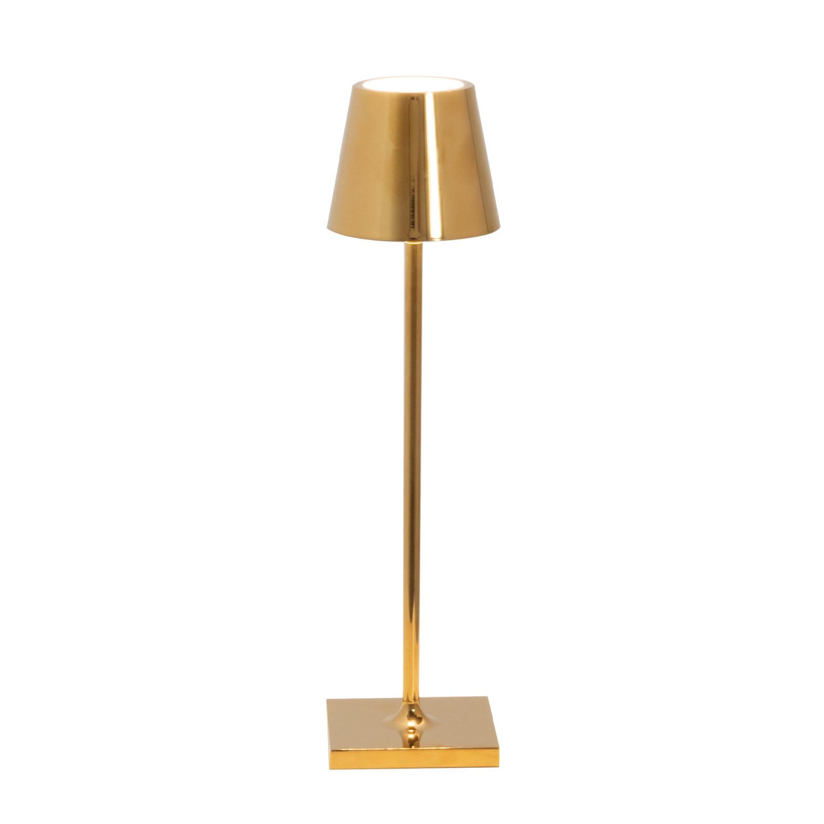 Zafferano, Poldina Micro Lamp with Glossy Gold Finish, Rechargeable Cordless Table Lamp with Touch Controls