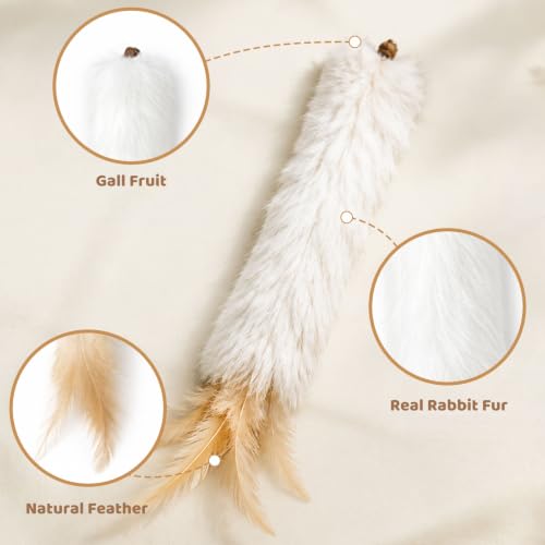 Glamoreal Jouet pour Chat en Fourrure de Lapin – Lot de 3 Jouets interactifs à mâcher et à Donner des Coups de Pattes pour Chats d’intérieur et Chatons | Favorise Le Nettoyage des Dents, Aide à – vue 3