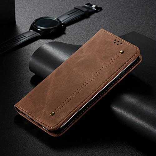 Étui à rabat en cuir pour iPhone 12 avec porte-cartes marron